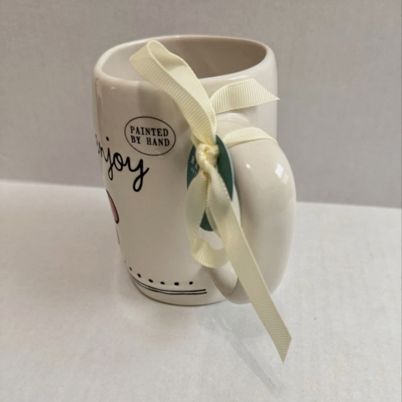 Rae Dunn “ Enjoy” Cherries Mug Red Cherry Bun Cream and Red - Picture 3 of 6